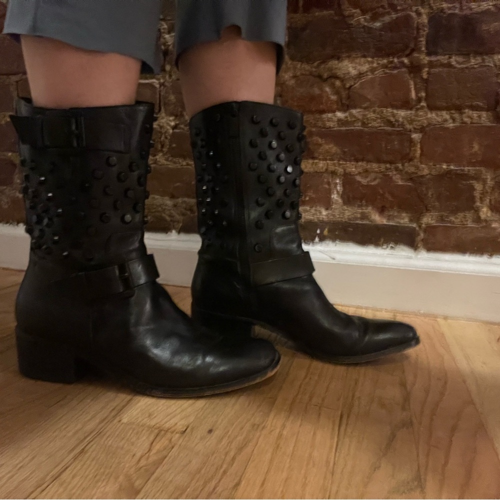 Michael Kors Black Studded Combat Boots - Picture 3 of 4
